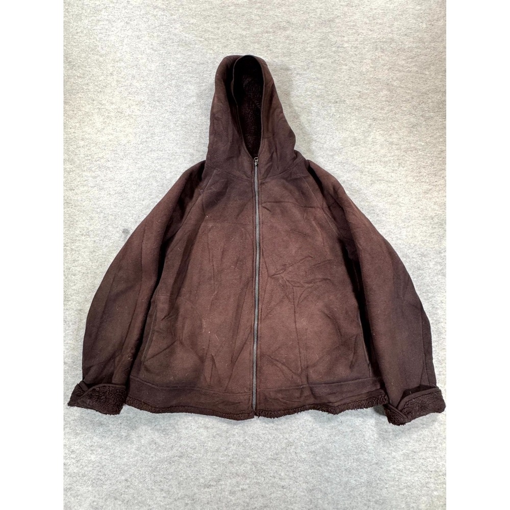 Faded Glory Womens 2X 18W/20W Brown Sherpa Fleece Lined Hooded Jacket FW00100Y